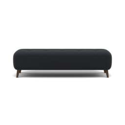 Phoebe Footstool - Medium Bench Stool Grade B - Plush Velvet Charcoal / American Walnut - thumbnail 1