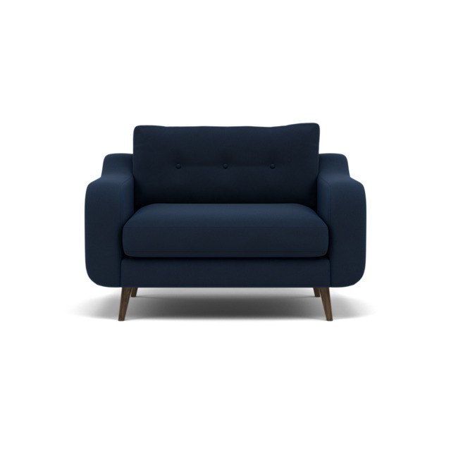 Phoebe Loveseat - Snuggler Chair Grade B - Plush Velvet Indigo / American Walnut - image 1