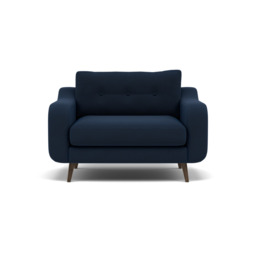 Phoebe Loveseat - Snuggler Chair Grade B - Plush Velvet Indigo / American Walnut