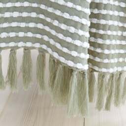 Stab Stitch Green Throw - DISC Stab Stitch Sage Throw 125x150CM - thumbnail 4