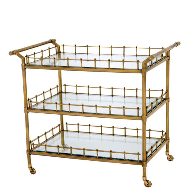 Eichholtz Scarlett Trolley Vintage Brass Finish  Clear Bevelled Glass - Trolley Vintage Brass Finish  Clear Bevelled Glass - image 1