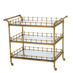 Eichholtz Scarlett Trolley Vintage Brass Finish  Clear Bevelled Glass - Trolley Vintage Brass Finish  Clear Bevelled Glass - thumbnail 1