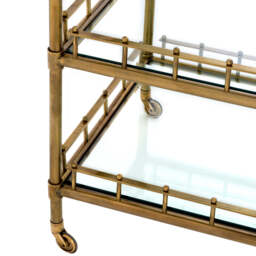 Eichholtz Scarlett Trolley Vintage Brass Finish  Clear Bevelled Glass - Trolley Vintage Brass Finish  Clear Bevelled Glass - thumbnail 3