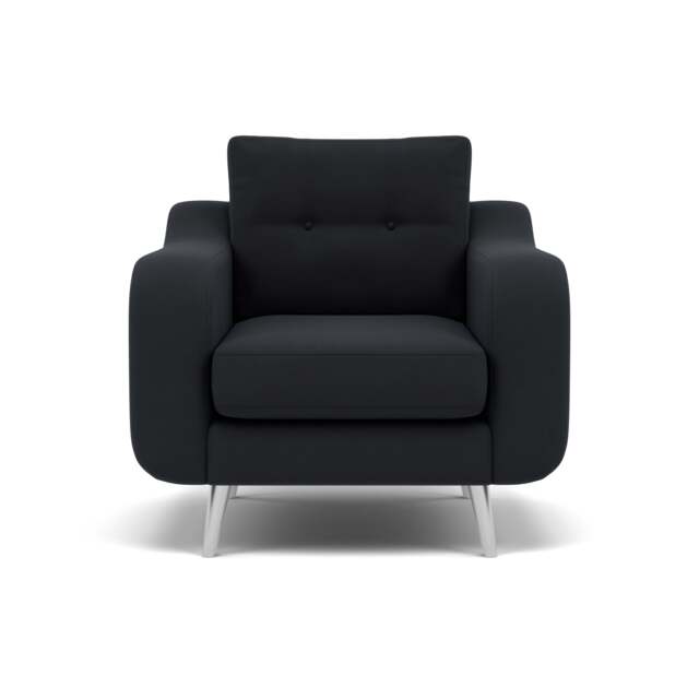 Phoebe Armchair - Chair Grade B - Plush Velvet Charcoal / Chrome - image 1