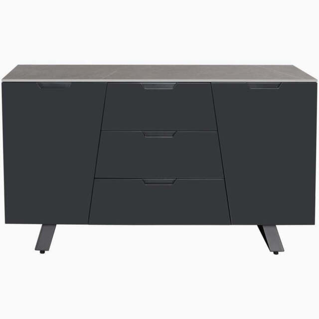 Odessey Sideboard - Large Sideboard Grey Sintered Stone / Black Powder Coat Metal Base - image 1