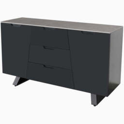 Odessey Sideboard - Large Sideboard Grey Sintered Stone / Black Powder Coat Metal Base - thumbnail 2