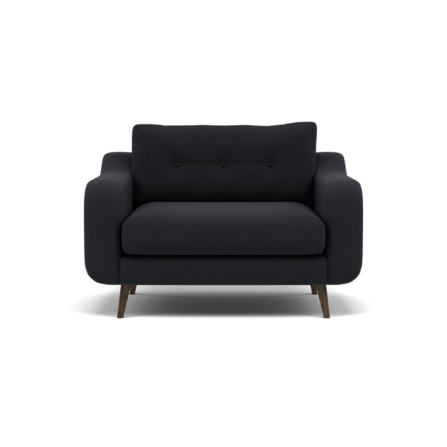 Phoebe Loveseat - Snuggler Chair Grade B - Plush Velvet Charcoal / American Walnut - image 1