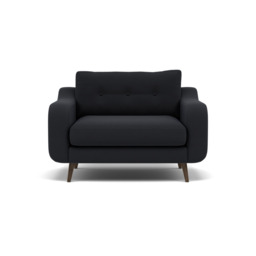 Phoebe Loveseat - Snuggler Chair Grade B - Plush Velvet Charcoal / American Walnut