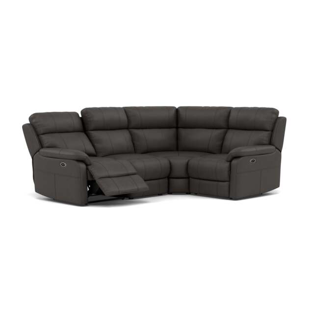 Fara Small Corner Recliner Sofa - Combination 5 2 Corner 1 with 2 Power Recliners Cat 25S - Right Hand Facing - Power Recliner with USB - NCS-180E SLATE GREY - image 1