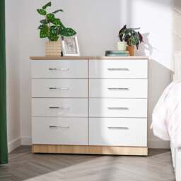 Catania Gloss 8 Drawer Twin Cabinet - 8 Drawer Twin Chest - White / Grey Gloss - thumbnail 2
