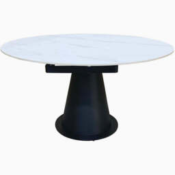 Sierra Motion Dining Table - Motion Table White Sintered Stone / Black Powder Coat Metal Base - thumbnail 1