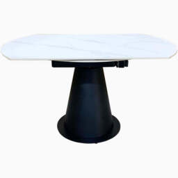 Sierra Motion Dining Table - Motion Table White Sintered Stone / Black Powder Coat Metal Base - thumbnail 3
