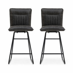 Marx Pair of Grey Bar Stools - Bar Stool - Pair Grey - thumbnail 1
