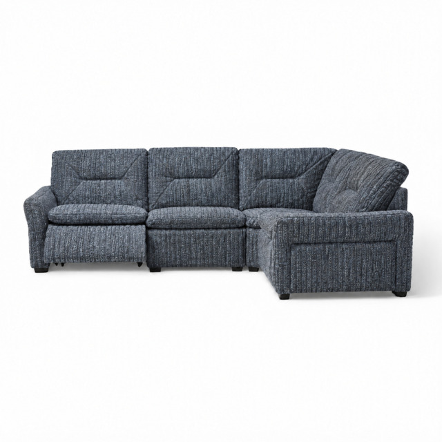Lusso Corner Sofa - Combination 6 2.5 Right Corner 1.25 Power Fabric - Right Hand Facing - Power Recliner with Power Footrest and USB - FAB-LKV - 13 NAVY - image 1