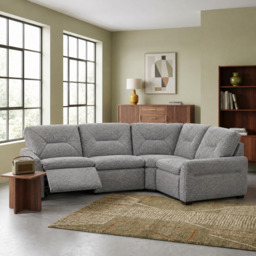 Lusso Corner Sofa - Combination 6 2.5 Right Corner 1.25 Power Fabric - Right Hand Facing - Power Recliner with Power Footrest and USB - FAB-LKV - 13 NAVY - thumbnail 2