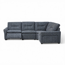 Lusso Corner Sofa - Combination 6 2.5 Right Corner 1.25 Power Fabric - Right Hand Facing - Power Recliner with Power Footrest and USB - FAB-LKV - 13 NAVY - thumbnail 1
