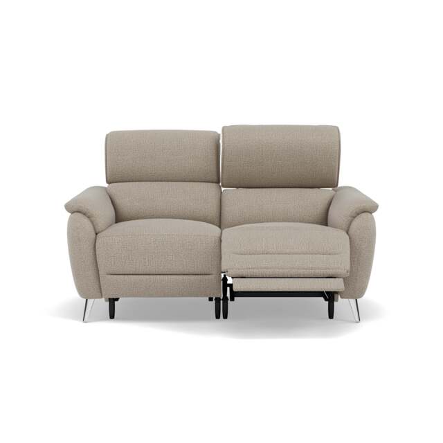Sol 2 Seater Recliner Sofa - 2 Seater Power Recliner Sofa with Head Tilt F8 - Hopsack Linen 70004 - image 1