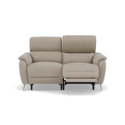 Sol 2 Seater Recliner Sofa - 2 Seater Power Recliner Sofa with Head Tilt F8 - Hopsack Linen 70004 - thumbnail 1