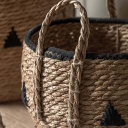 Alid Set Of 3 Natural And Black Baskets - Alid Baskets Natural & Black Set of 3 - thumbnail 2