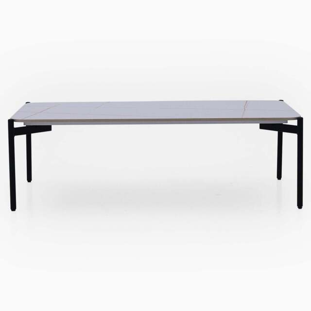 Rocco White and Gold Coffee Table - Rect Coffee Table White & Gold Ceramic Top / Black Powder Coated Metal Legs - image 1