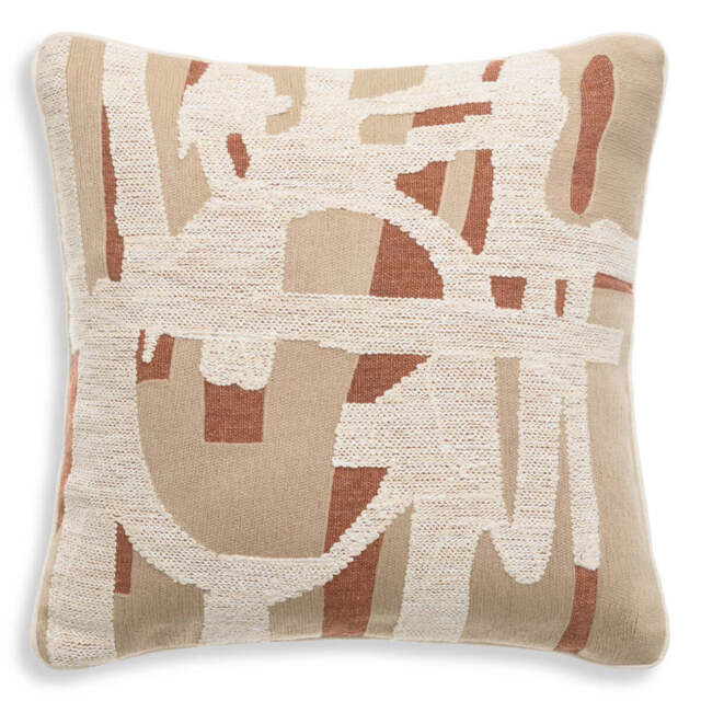 Eichholtz Saphirra Square II Scatter Cushion Natural / Orange - Saphirra Square II Scatter Cushion Natural / Orange - image 1