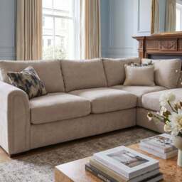Amour Corner Sofa - Corner Group with Stool Chaise Right Grade A - Right Hand Facing - Standard Back / Kingston Moss / Mid Oak Feet - thumbnail 3
