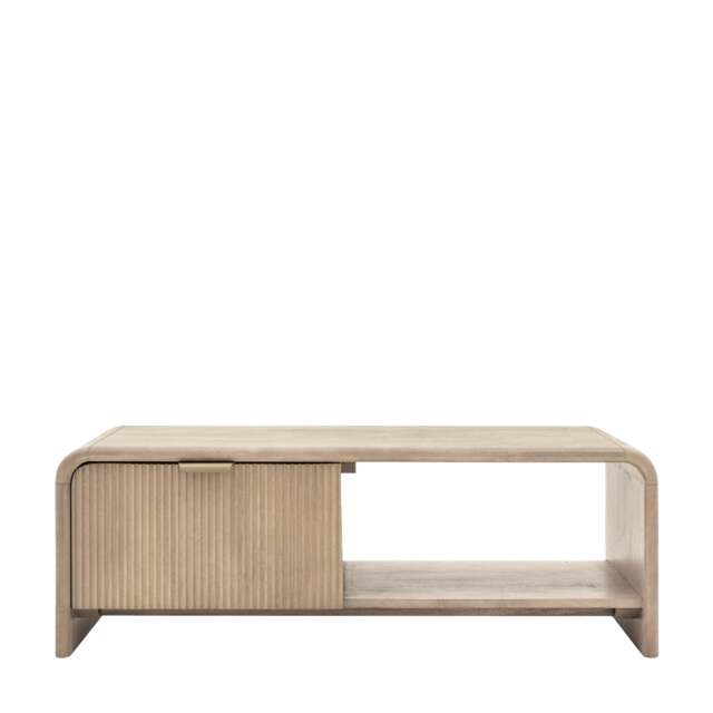 Colonna Coffee Table - 1 Drawer Coffee Table Natural Mango Wood / Brass - image 1