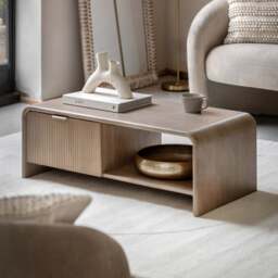 Colonna Coffee Table - 1 Drawer Coffee Table Natural Mango Wood / Brass - thumbnail 2