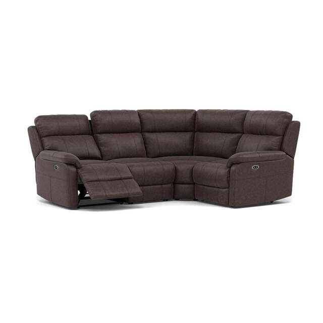 Fara Small Corner Recliner Sofa - Combination 4 1 Corner 2 with 2 Power Recliners Fabric - Right Hand Facing - Power Recliner with USB - BFA-BLJ-088 CHARCOAL GREY - image 1