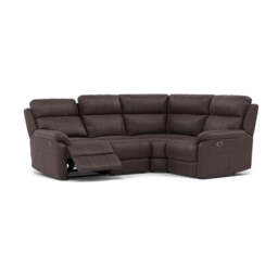 Fara Small Corner Recliner Sofa - Combination 4 1 Corner 2 with 2 Power Recliners Fabric - Right Hand Facing - Power Recliner with USB - BFA-BLJ-088 CHARCOAL GREY