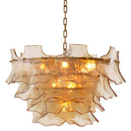 Eichholtz Clarendon Chandelier Antique Brass And Champagne Coloured Glass  - Chandelier Clarendon - thumbnail 1