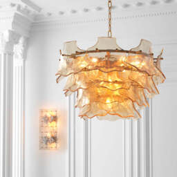 Eichholtz Clarendon Chandelier Antique Brass And Champagne Coloured Glass  - Chandelier Clarendon - thumbnail 2