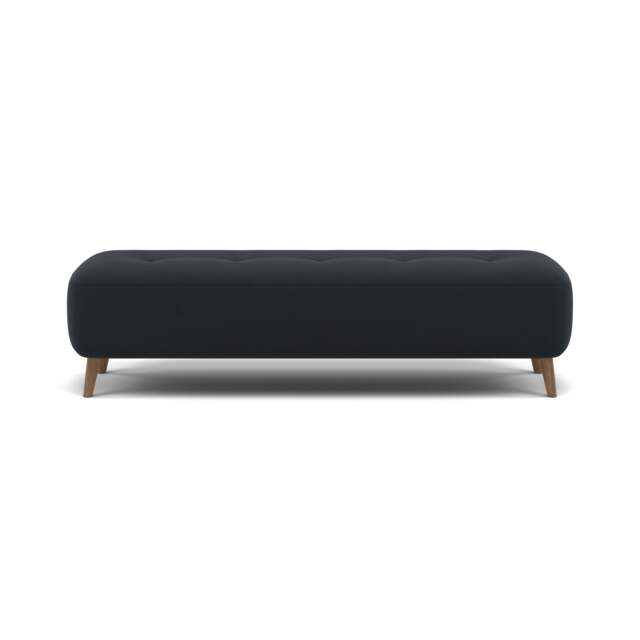 Phoebe Footstool - Medium Bench Stool Grade B - Plush Velvet Charcoal / Weathered Oak - image 1