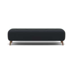 Phoebe Footstool - Medium Bench Stool Grade B - Plush Velvet Charcoal / Weathered Oak