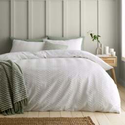 Catherine Lansfield Heatset Wave White Duvet Set - DISC Heatset Wave White Duvet Set Single - thumbnail 1