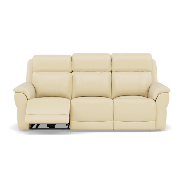 Juno 3 Seater Recliner Sofa - 3 Seater Sofa 2 Power Recliners Lumbar Support Cat 60 - Power with Power Lumbar & USB - Cat-60/02 Montana Cool Cream - image 1