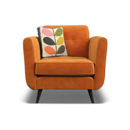 Orla Kiely Ivy Armchair - Armchair Premium Plain - Delphi Orange / Multi Stem Spring / Weathered Oak Feet - thumbnail 1