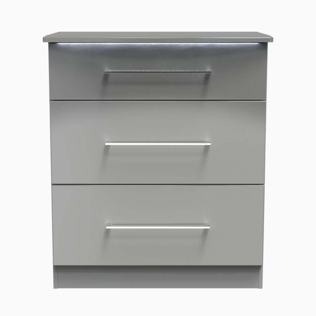 Portland 3 Drawer Deep Chest - 3 Drawer Deep Chest - GGDG - Grey Gloss & Dusk Grey - image 1