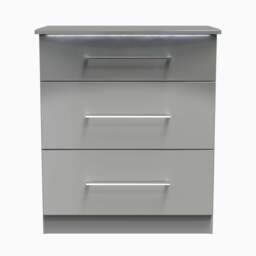 Portland 3 Drawer Deep Chest - 3 Drawer Deep Chest - GGDG - Grey Gloss & Dusk Grey - thumbnail 1