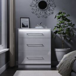 Portland 3 Drawer Deep Chest - 3 Drawer Deep Chest - GGDG - Grey Gloss & Dusk Grey - thumbnail 2