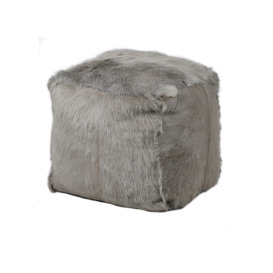 Goat Fur Pouffe - Grey