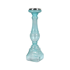 Aquamarine Glass Candle Holder