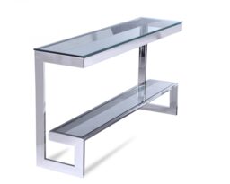 Ziggi Console Table - Polishes S.S./Clear Glass
