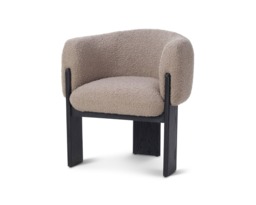 Lucca Dining Chair - Beverly Boucle Espresso Grey/Matt Black Oak