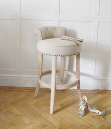 Linen Roll Top Bar Stool - thumbnail 1