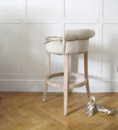 Linen Roll Top Bar Stool - thumbnail 2