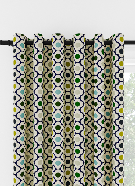 Orla Kiely Spot Flower Ditsy Blue Multi Eyelet Curtain Eyelet Curtain - image 1