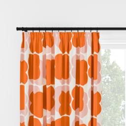 Orla Kiely Shadow Flower Pink & Tomato Pencil Pleat Curtain Pencil Pleat Curtain - thumbnail 2