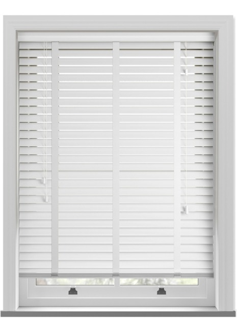 Gloss Taped Pure Brilliant White Wooden Blind - image 1