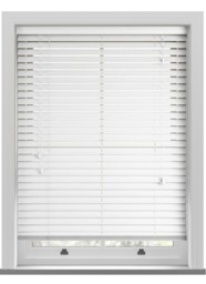 Premier Grained Bright White Wooden Blind - thumbnail 1